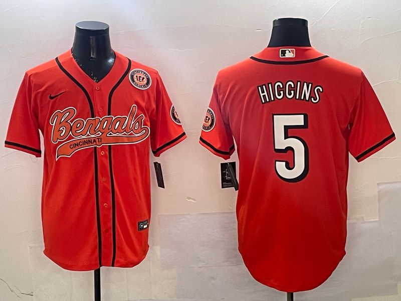 Men Cincinnati Bengals #5 Hiccins Orange Joint Name 2025 Nike Limited NFL Jersey style 4